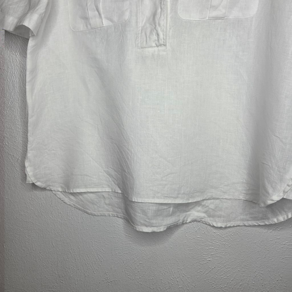 Sundance White V-Neck Short Sleeve Blouse - Picture 6 of 12
